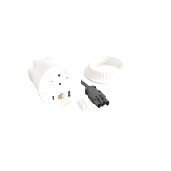 DISQ 80 1 SOCKET SCH + USB A+C + CABLE EXIT WHITE WIELAND CORD 0,5M image 1
