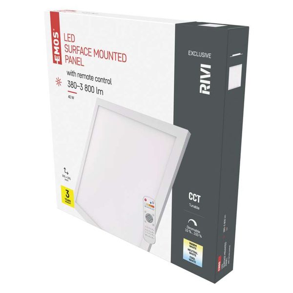 LED panel RIVI 60x60 square surface mounted 40W with frame, dimmable with CCT change image 1