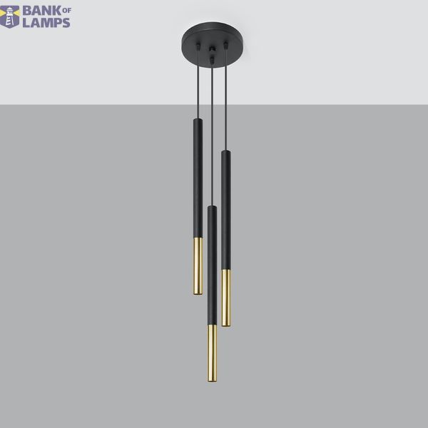 HANGING LAMP MOSAIC 3P BLACK/GOLD G9 3X40W IP20 image 2