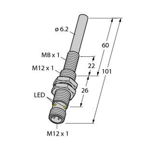 Magnetic Field Sensor For Detection of Ferromagnetic Parts   NIMFE-M12/6.2L101-UP6X-H1141 image 1