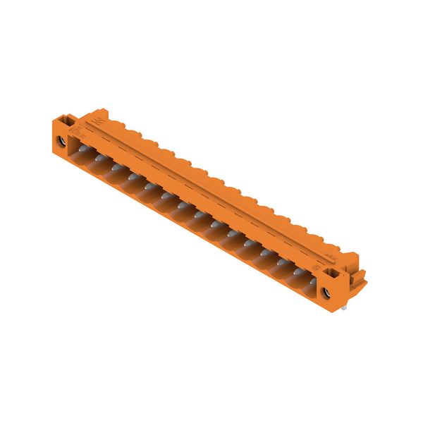 PCB plug-in connector, male header, Solder flange, THT solder connection, 5.08 mm, Number of poles: 15, 90°, Solder pin length (l): 3.2 mm, tinned, orange, Box image 2
