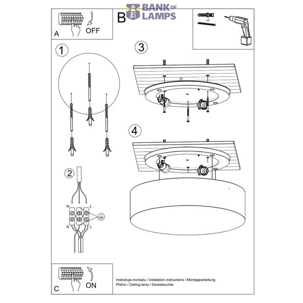 CEILING LAMP ARENA 45 WHITE E27 3X60W IP20 image 7