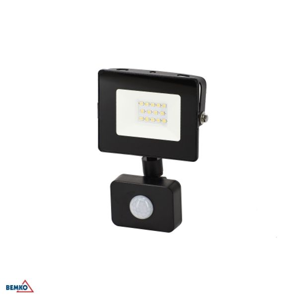 LED FLOODLIGHT SMD KASTEL 10W 6000K 850LM IP65 BLACK SENSOR PIR image 1