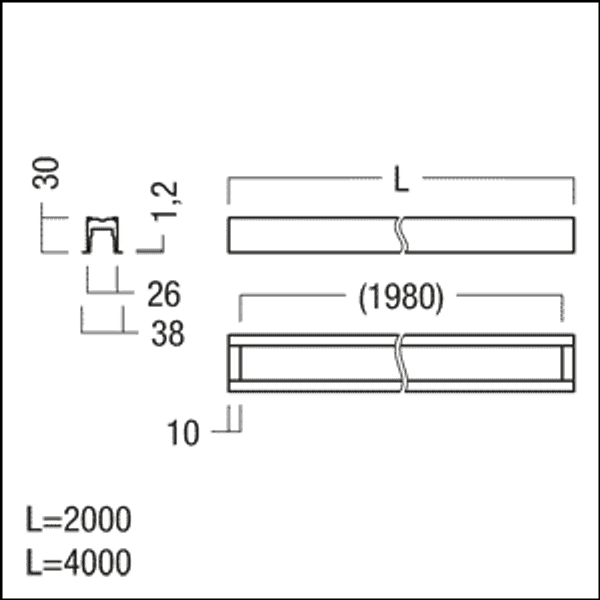SUP2 TRACK U SF 2M BK - Low voltage U-mounting section image 2