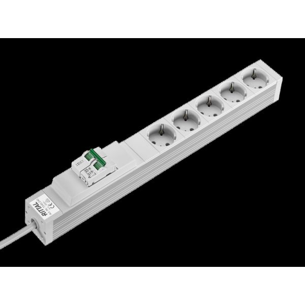 DK Socket strip, CEE 7/3 (type F), 5-way, 250 V, 16 A, LHD: 482,6x44x44 mm image 2