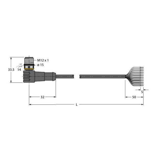 Actuator and Sensor Cable, PUR Connection Cable   WSC12T-2/TXL image 1