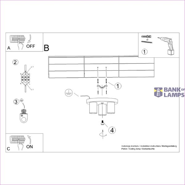 CEILING LAMP LAGOS 3P BLACK 3XGU10 image 5