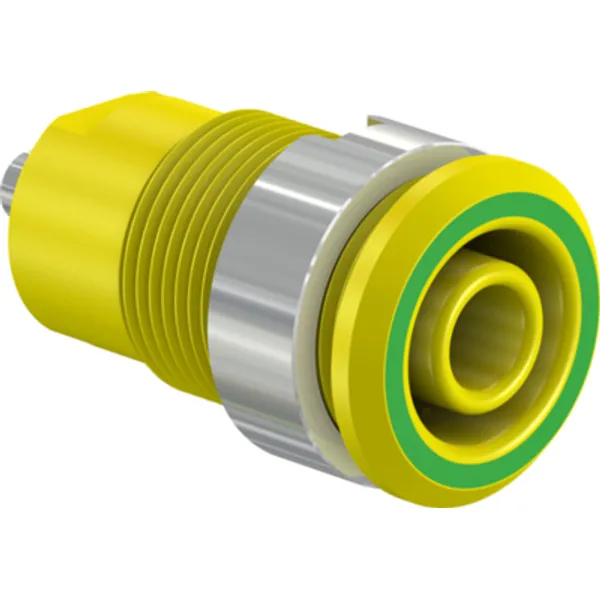 4 mm socket, solder connection, mounting Ø 12.2 mm, CAT III, yellow/green, 49.7049-20 image 1
