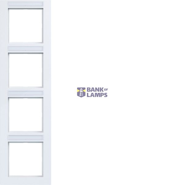 Cover frame 4-way vertical, text field, A.1, light white glossy image 1