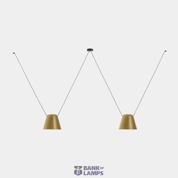 Pendant Attic 2 bodies Conic Shape 1200mm E27 23W Black image 1