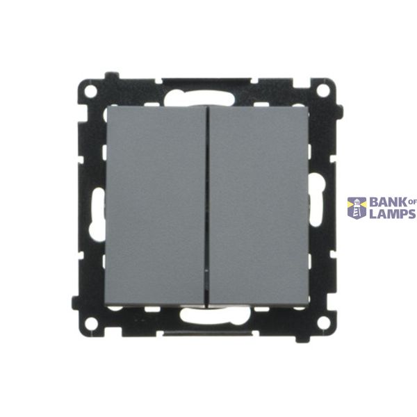 Two gang switch, 10AX, graphite mat image 1