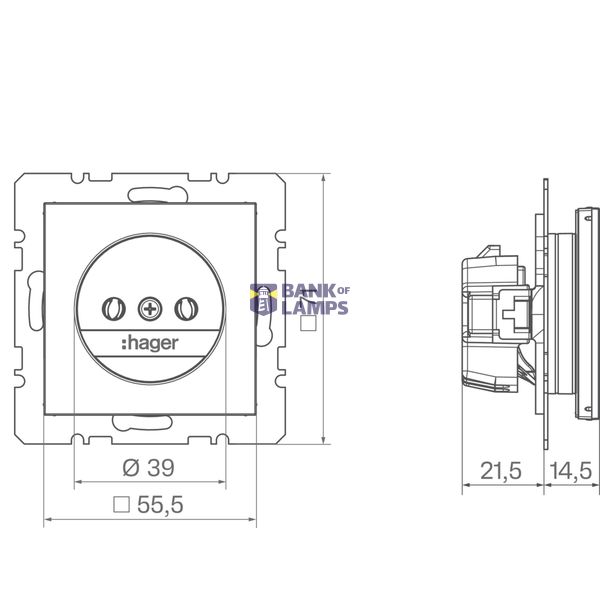 Wall socket without earth connection, Safety Plus, A.x/C.x, light white glass. image 2
