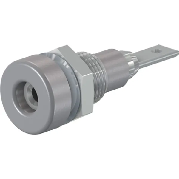 2 mm socket, flat plug connection, mounting Ø 6.4 mm, gray, 23.0030-28 image 1
