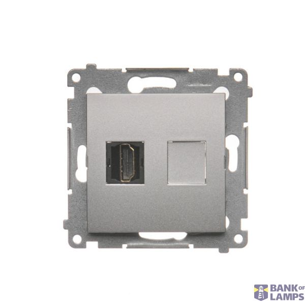 HDMI single socket, Silver matt, metalic image 1
