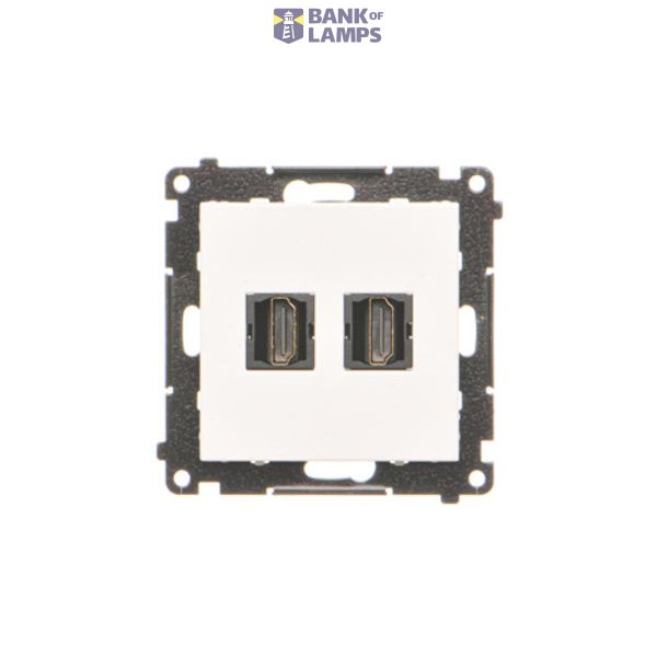 HDMI double socket, module, white matt, HDMI Standard: HDMI 1.4 image 1