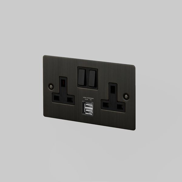 2G UK PLUG SOCKET / USB / SMOKED BRONZE image 1