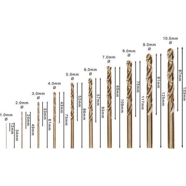 10-piece Robust Line metal drill bit set HSS-Co 1; 2; 3; 4; 5; 6; 7; 8; 9; 10 mm 10 pcs. image 2