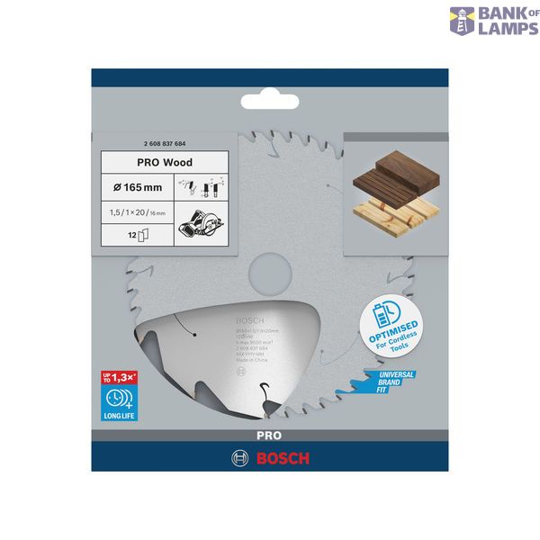 Standard for Wood Circular Saw Blade for Cordless Saws 165x1.5/1x20 T12 image 1