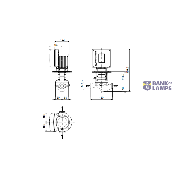 In-line circulator pump TPE 25-90/2 A-O-A-BQQE 0.37 kW 1X230 50HZ HR image 3