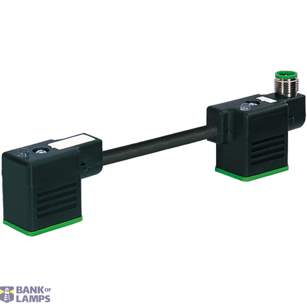 M12male on top A-cod. / MSUD double valve BI-11mm PVC 4x0.75 bk 0,4m image 1