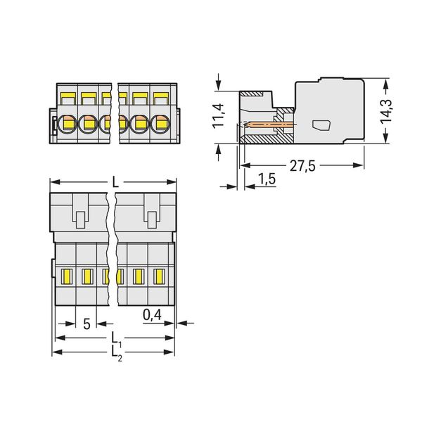 1-conductor male connector CAGE CLAMP® 2.5 mm² light gray image 2