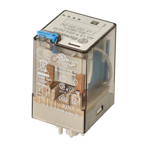 Rel. 2CO 10A/24VDC/Agni/Test button/LED/diode (60.12.9.024.0070) image 3
