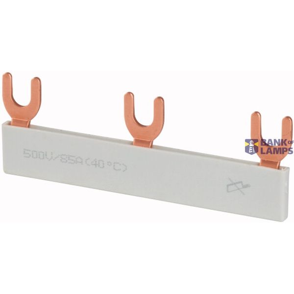 Phase busbar with 3x forks, 1-phase, insulated, straight image 1