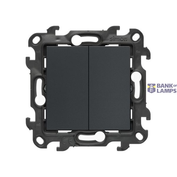 Two-way switch without pictogram, (module), Simon 24, IP20/IP44, 10AX, graphite mat image 1