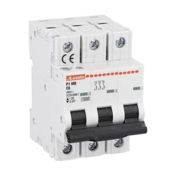 Miniature circuit breaker, 3P - 10kA. 3 modules, characteristic C, 13A image 1