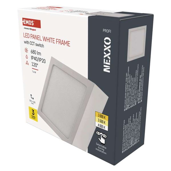 LED surface luminaire NEXXO, square, white, 7.6W, with change CCT image 1