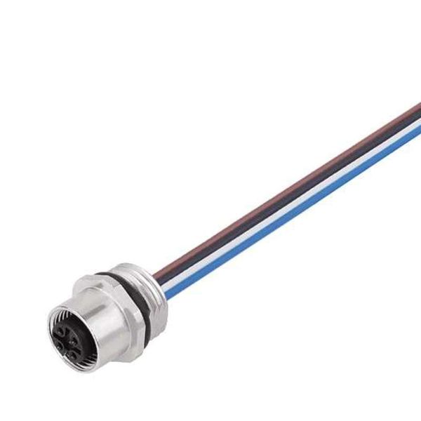 Built-in plugs, M12, Female socket, straight, Mounting thread: M 16 x 1.5, Number of poles: 5, Strand / cable length: 0.5 m, Front mounting image 1