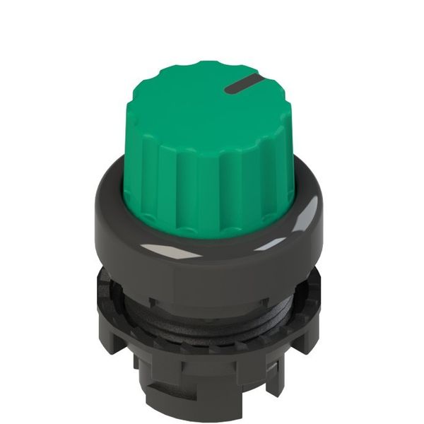 Illuminated knob selector, 3 positions green with marking image 1