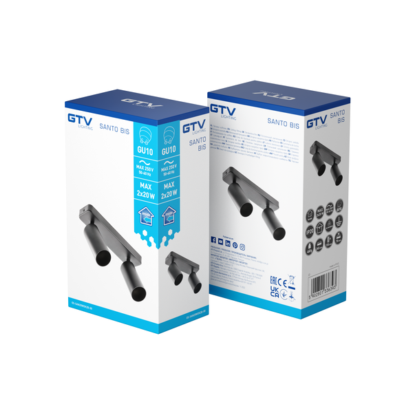 Wall luminaire SANTO BIS, GU10, max. 2*20 W, IP20, double, black image 2