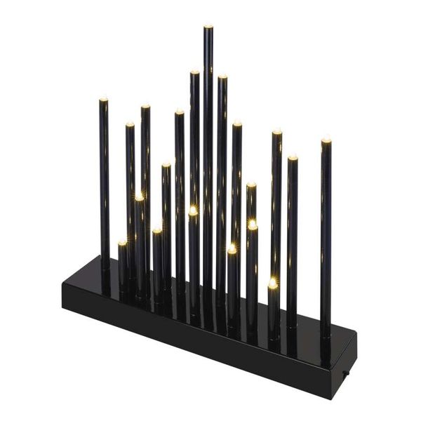 LED candlestick, black, 27.5 cm, 3x AA, indoor, warm white, timer image 1