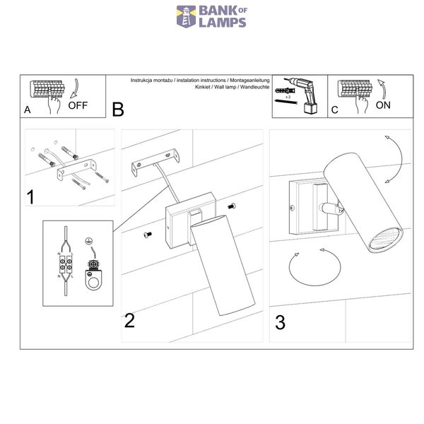 WALL LAMP DIREZIONE BLACK GU10 1X40W IP20 image 5