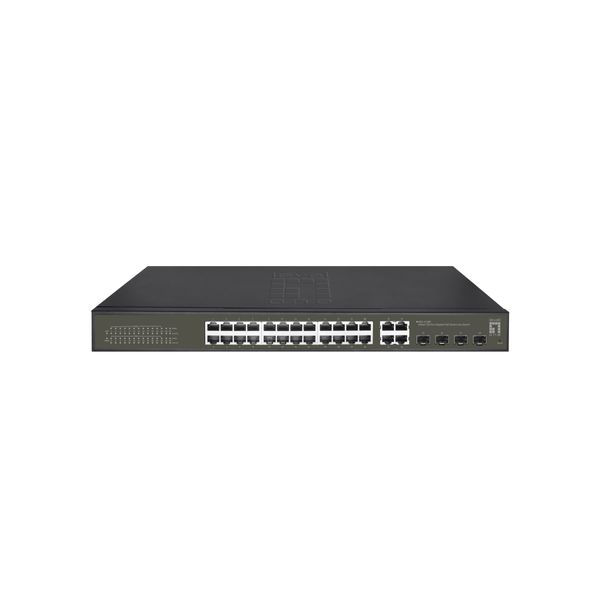 Switch 24xRJ45 1000 (PoE+) + 4xSFP/RJ45 Combo, 19" 380W image 1