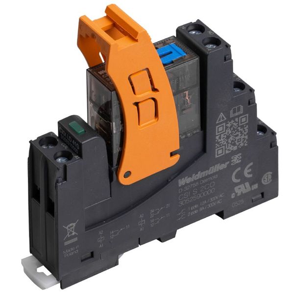 CUBESERIES, Number of contacts: 2,  CO contact AgNi, Rated control voltage: 24 V DC +10 % / -20 %, Continuous current: 8 A, Screw connection, Test button available: No image 9