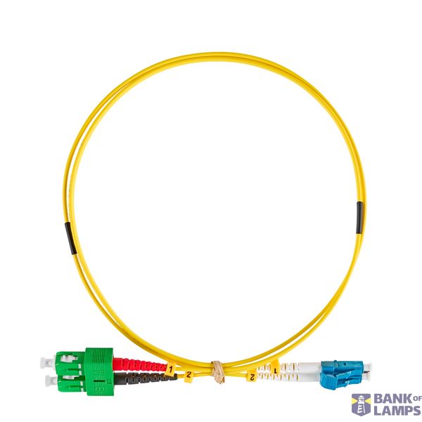 Duplex fiber optic patch cord LC/UPC – SC/APC, 9/125 µm, OS2, 0.5 m image 1
