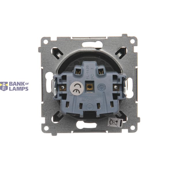 IP44 single socket outlet with shutters and frame seal - transparent flap, 16A, black matt image 1