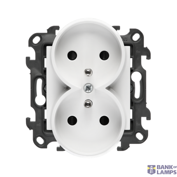 Double socket outlet with earthing and shutters, (module), Simon 24, IP20, 16A, white image 1