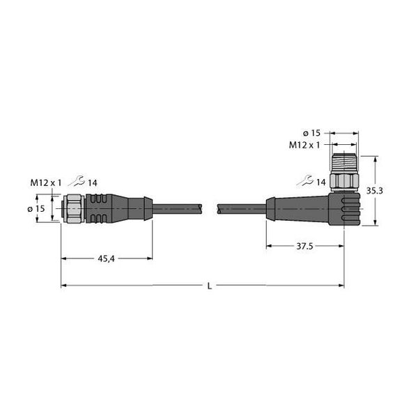 Actuator and Sensor Cable, PUR Extension Cable   RKSV4.5T-2-WSSV4.5T/TXY3013 image 1