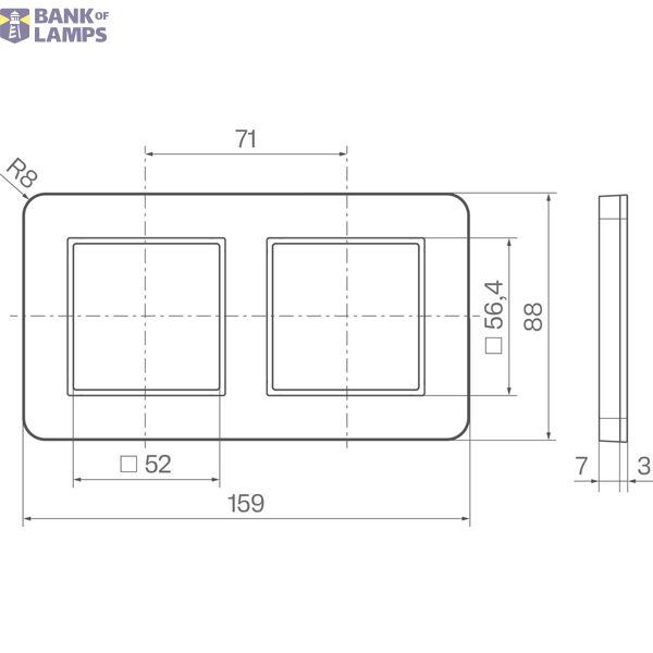 Cover frame double, horizontal, C.8, aluminium image 2