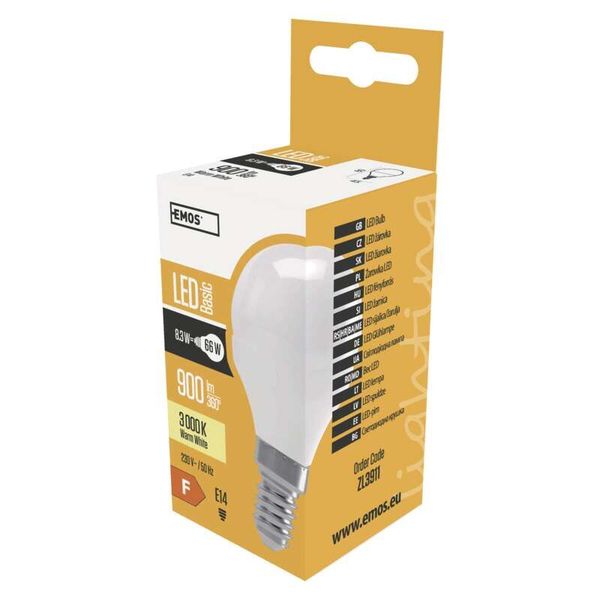 EMOS LED bulb Basic Mini Globe 8.3W E14 warm white image 1