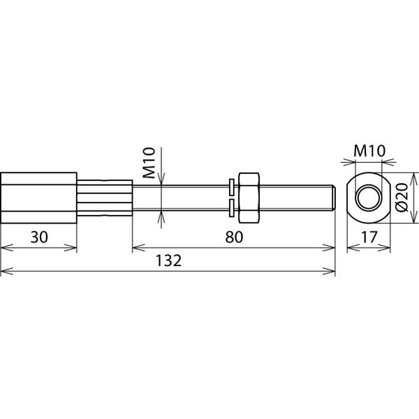 Threaded adapter M10/10 L 130mm StSt(V4A) w. nut a. washer f. fixed ea image 2
