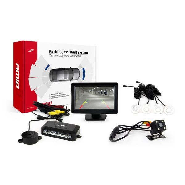 Parking assistant system TFT01 4,3" with HD 315 LED 4 sensors white image 1
