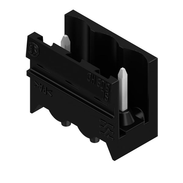 PCB plug-in connector, male header, closed side, THT solder connection, 5.08 mm, Number of poles: 3, 180°, Solder pin length (l): 3.2 mm, tinned, black, Box image 2