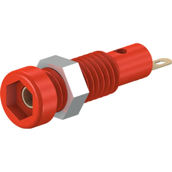 2 mm socket, solder connection, mounting Ø 5.3 mm, red, 23.0050-22 image 1