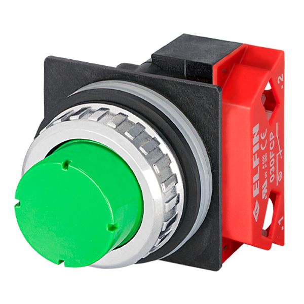 Projecting push-button, green, N.C. image 1