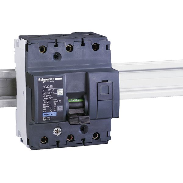 Miniature circuit-breaker, Acti9 NG125N, 3P, 125 A, B curve, 25 kA (IEC 60947-2) image 4