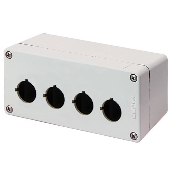 Aluminium push-button enclosure M4 70x155x80, 4 holes Ø 22, with cable entry image 1